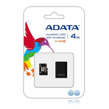 4GB Micro SDHC & USB microReader A-Data Class6