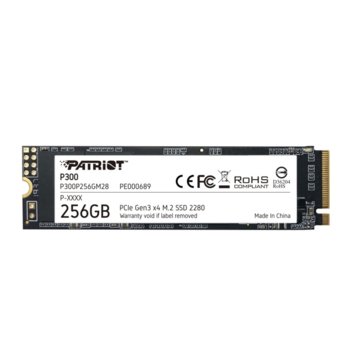 Памет SSD 256GB, Patriot P300 (P300P256GM28), NVMe, M.2 PCIe (2280), скорост на четене 1700 MB/s, скорост на запис 1100 MB/s | JAR Computers Patriot P300P256GM28
