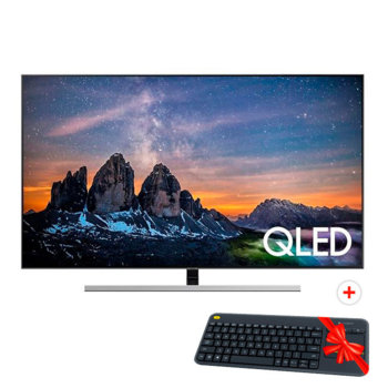Телевизор Samsung 55Q80 с подарък клавиатура Logitech K400 Plus Touch, 55" (139,7 cm) 4K ULTRA HD Smart QLED, Direct Full Array, Freesync, HDR 10+, DVB-T2/C/S2 x 2, Wi-Fi, 4x HDMI, 2x USB, сребрист | JAR Computers Samsung 55Q80 + K400 Plus