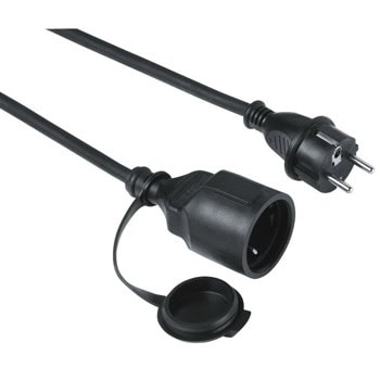 Удължителен кабел Hama 223251, от Schuko(м) към Schuko(ж), IP44 защита, 5m, черен | JAR Computers Удължителен кабел Hama 223251