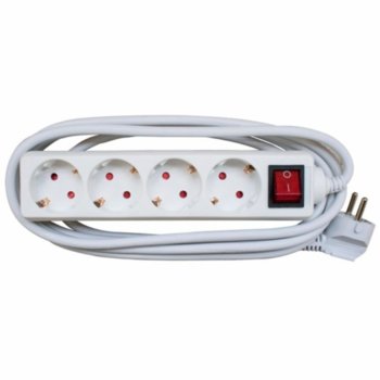 Разклонител Elmark 47143, 4 гнезда, с ключ, 3 м кабел | JAR Computers Разклонител Okoffice 4 гнезда