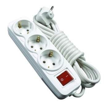 Разклонител VALVNOS, 3 гнезда, бутон за вкл./изкл., 3m, бял | JAR Computers Разклонител VALVNOS 3 гнезда, 3м, бял