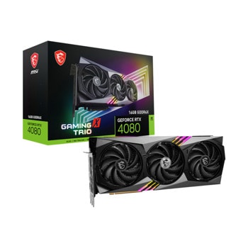 Видео карта Nvidia GF RTX 4080, 16GB, MSI Gaming X Trio, PCI-E 4.0, GDDR6X, 256-bit, DisplayPort, HDMI | JAR Computers MSI GeForce RTX 4080 Gaming X Trio 16GB GDDR6X