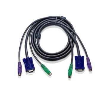 KVM кабел ATEN 2L-1003P/C, VGA(м) + 2x PS/2(м) към VGA(ж) + PS/2(м), 3.0 м | JAR Computers ATEN 2L-1003P/C