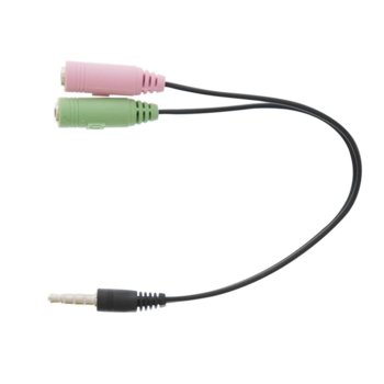 Кабел TnB, от 3.5mm жак(м) към 2x 3.5mm жак(ж), черен | JAR Computers TnB 3.5mm to 2x 3.5mm