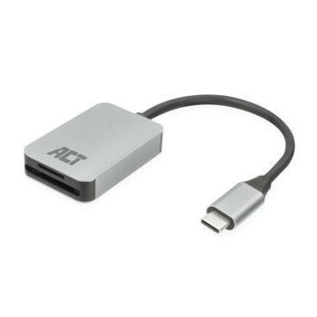 Четец на карти ACT AC7056, USB Type-C, SD/SDHC/SDXC/MicroSDHC/MicroSDXC, сив | JAR Computers Четец на карти ACT AC7056