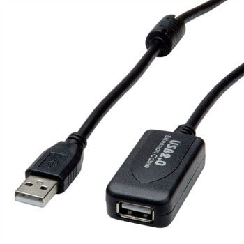 Кабел Roline Value S3115-10, от USB А(м) към USB А(ж), 10m, черен | JAR Computers Roline Value S3115-10
