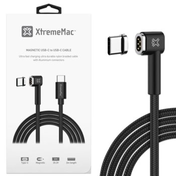 XtremeMac Magnetic USB-C to USB-C 2m Black