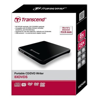 Transcend 8X DVD, Slim Type, USB (Black) Thickness