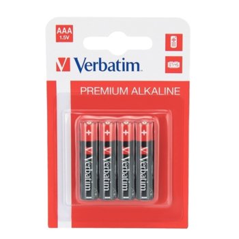 Батерия алкална Verbatim, AAA, LR03, 1.5V, 4 бр. | JAR Computers Verbatim AAA LR03 1.5V 4 pieces
