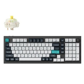 Клавиатура Keychron Q5 Max QMK (Q5M-M4), безжична/жична, механична, Gateron Jupiter Banana суич, гейминг, RGB подсветка, Hot-Swappable суичове, N-Key Rollover, черна, Wireless, USB, Bluetooth | JAR Computers Keychron Q5 Max QMK Gateron Jupiter Banana Q5M-M4