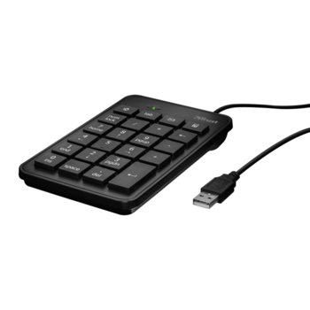 Цифрова клавиатура Trust Xalas, USB, 5 extra keys, 1.5m кабел черна | JAR Computers TRUST Xalas USB Numeric Keypad 22221