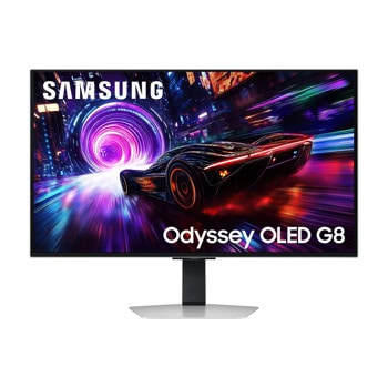 Монитор Samsung Odyssey G8 G81SF (2025)(LS32FG810SUXEN), 32" (81.28cm) OLED панел, 240Hz, 4K/UHD, 0.03ms, 1 000 000:1, 260cd/m2, DisplayPort, HDMI, USB | JAR Computers Samsung 32" Odyssey OLED G8 G81SF LS32FG810SUXEN