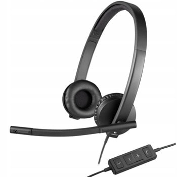 Слушалки Logitech Stereo H570e, микрофон, черни | JAR Computers Слушалки Logitech Stereo H570e 981-000575