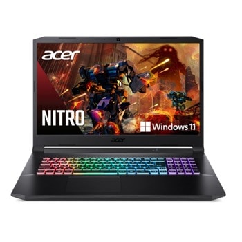 Лаптоп Acer Nitro 5 AN517-54 (NH.QF7EX.004), осемядрен Tiger Lake Intel Core i7-11800H 2.3/4.6 GHz, 17.3" (43.94 cm) Full HD IPS 144Hz Anti-Glare Display & GF RTX 3060 6GB, (HDMI), 8GB DDR4, 512GB SSD, 1x Thunderbolt 4, Windows 11 Home | JAR Computers Acer Nitro 5 AN517-54 NH.QF7EX.004