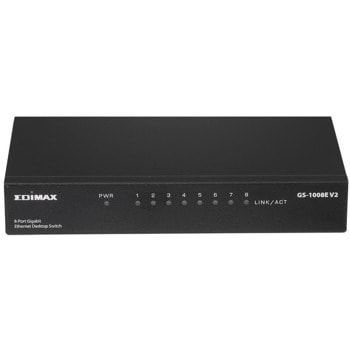 Суич Edimax GS-1008E V2, 1000 Mbps, 8 порта, 8x 10/100/1000 Mbps | JAR Computers Edimax GS-1008E V2