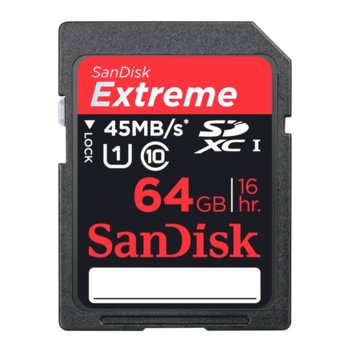 64GB SDXC SanDIsk Extreme® 45 MB/sec UHS-I