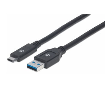 Кабел Manhattan 354981, от USB A(м) към USB C(м), 3m, черен | JAR Computers кабел manhattan 354981