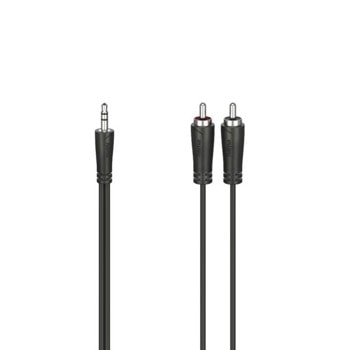 Кабел Hama 205112, от AUX(м) към 2x RCA(м), 5m, черен | JAR Computers HAMA-205112