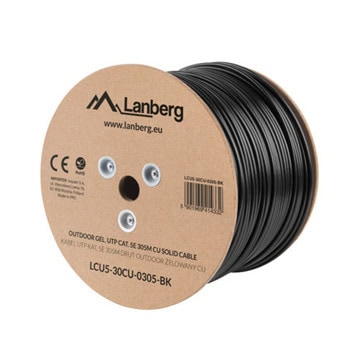 Кабел Lanberg LCU5-30CU-0305-BK, UTP, Cat.5e, ролка 305m, черен | JAR Computers Lanberg LCU5-30CU-0305-BK