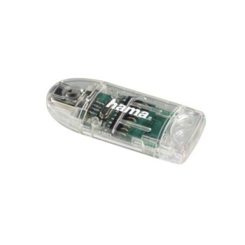Четец за карти Hama 91092, USB 2.0, SD/SDHC/MMC/microSD/miniSD/microSDHC, прозрачен | JAR Computers Card Reader 8in1 HAMA