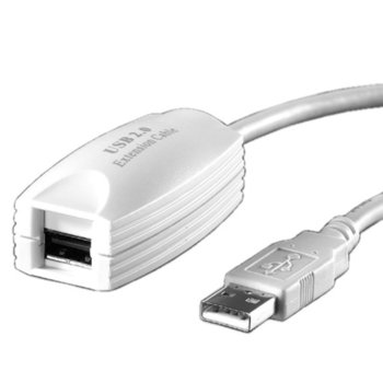 Кабел Roline 12.99.1100, USB A(м) към USB A(ж), 5m, бял | JAR Computers Roline 12.99.1100 USB A(м) към USB A(ж) 5m