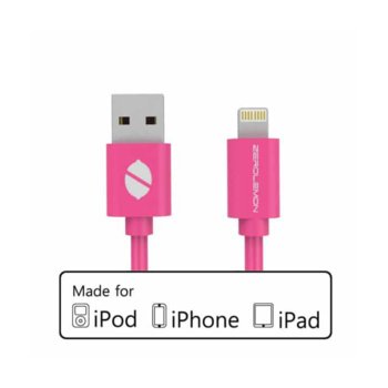 Кабел ZeroLemon USB A(м) към USB Lightning, 2m, розов | JAR Computers ZeroLemon USB A to USB Lightning 2m Y323