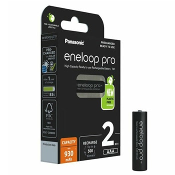 Батерии Panasonic Eneloop Pro (9719105), AAA, 930mAh, 1.2V, Ni-MH, 2 бр. | JAR Computers Panasonic Eneloop Pro AAA 2 бр. 930mAh