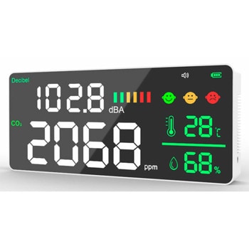 Термохигрометър Levenhuk Wezzer Air PRO CN20, цветен LCD дисплей, монитор за качество на въздуха и шум, термометър, влагомер, часовник, шумомер, оценка на общото ниво на комфорт, бял | JAR Computers Levenhuk Wezzer Air PRO CN20