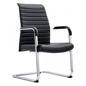 Посетителски стол Hugo, до 130кг, еко кожа, черен | JAR Computers СТОЛ КОНФЕРЕНТЕН HUGO ЕКО КОЖА ЧЕРЕН