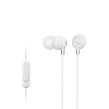 Слушалки Sony MDR-EX15AP, тип "тапи", 9mm драйвери, бели | JAR Computers Sony Headset MDR-EX15AP white