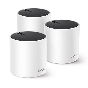 Мрежеста система TP-Link DECO X55(3-pack), 3000Mbps, 2.4GHz (574Mbps)/ 5 GHz (2402Mbps), Wireless AX, 3x 10/100/1000, 2 вътрешни антени, 3 бр. | JAR Computers TP-Link DECO X55(3-PACK)