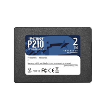 Памет SSD 2TB, Patriot P210, SATA 6Gb/s, 2.5"(6.35 cm), скорост на четене 520MB/S, скорост на запис 430MB/s | JAR Computers Patriot P210 2TB SATA3 2.5