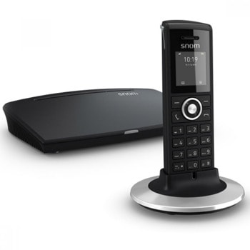 Безжичен DECT телефон Snom M325, включва едноклетъчна базова станция M300, LCD дисплей, 20 линии, вътрешен/външен обхват 300/50м, черен | JAR Computers Snom M325 00003955