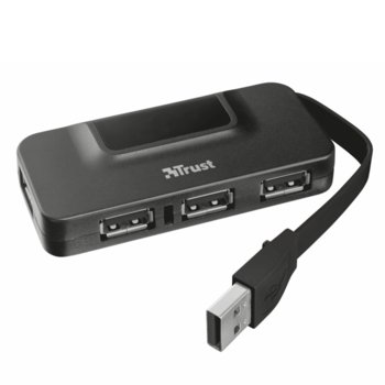 USB Хъб TRUST Oila, 4 Port, USB 2.0, черен | JAR Computers TRUST Oila 4 Port USB 2.0 Hub
