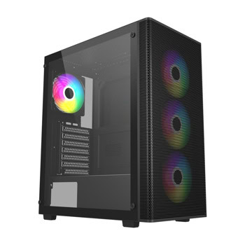 Кутия FSP Group M220, ATX/microATX, 1x USB 3.0, 4x 120mm ARGB вентилатора, с прозорец, черна, без захранване | JAR Computers FSP M220 Black POC0000313
