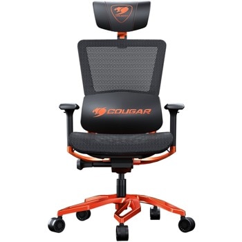 Геймърски стол Cougar Argo, до 150кг. макс тегло, алуминиева база, газов амортисьор, коригиране на височината, лумбална опора, оранжев | JAR Computers Cougar Argo 3MERGOCH.0001