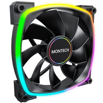 Вентилатор 140mm, Montech RX140 PWM, 4-pin, 1600rpm, ARGB подсветка, черен | JAR Computers Montech RX140 PWM Black RX140-PWM-BK