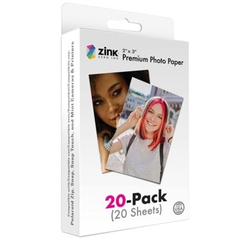 Фотохартия Polaroid Zink 2x3 (20 Pack), 2 x 3 inch, за Polaroid Snap, Snap Touch, Zip, Mint Cameras and Printers, 20 листа image