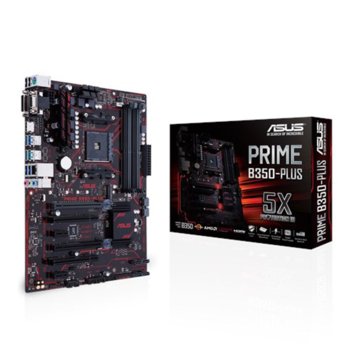 Дънна платка Asus Prime B350-PLUS, AMD B350, AM4, DDR4, PCI-E(HDMI&DVI&VGA)(CF), 6x SATA 6Gb/s, 2x USB 3.1, 4x USB 3.0, ATX | JAR Computers Asus PRIME B350-PLUS 90MB0TG0-M0EAY0
