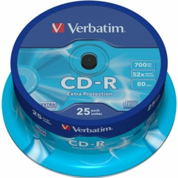 Оптичен носител CD-R media 700MB, Verbatim, 52x, 25бр. image
