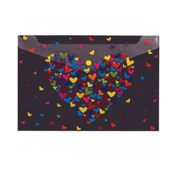 Папка Centrum Hearts, за документи с формат до А4, с копче, черна | JAR Computers Centrum Hearts