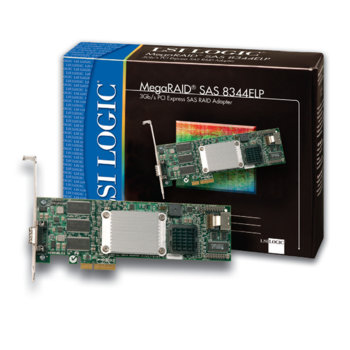 PCI-E x4, LSI MegaRAID SAS 8344ELP, SAS/SATA II 8ch 128MB (RAID levels: 0, 1, 5, 10, 50) | JAR Computers PCI-E x4 LSI MegaRAID SAS 8344ELP