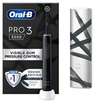Ел. четка за зъби Oral-B OB PRO3 3500 BL+TC DE 6/8/6, 3D почистваща технология, 3 режима на четкане, черна | JAR Computers Oral-B OB PRO3 3500 BL+TC DE 6/8/6
