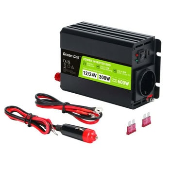 Инвертор Green Cell GC-INV-12V-24V-300W-DUO, 300W, от DC 24V към AC 230V, 1x USB-A/1x USB-C, модифицирана синусоида, за кола | JAR Computers Green Cell GC-INV-12V-24V-300W-DUO