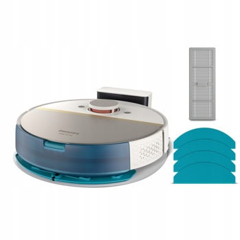 Прахосмукачка Philips XU7000/02, робот, 300ml капацитет на контейнера, 240ml капацитет на резервоара, време на работа до 180 минути, миещ се филтър, LiDAR навигация, бяла | JAR Computers Прахосмукачка Philips XU7000/02