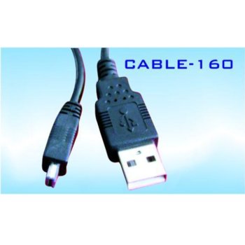Кабел Royal 160 34248, от USB Type A(м) към USB Mini(м) 1.8m, черен | JAR Computers Royal CABLE-160 34248
