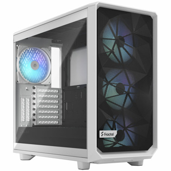 Кутия Fractal Design Meshify 2 RGB White TG Clear tint, E-ATX/ATX/mATX/mITX, 1x USB 3.1 Gen 2 Type-C, прозорец, бяла, без захранване | JAR Computers Fractal Design Meshify 2 RGB White TG Clear tint