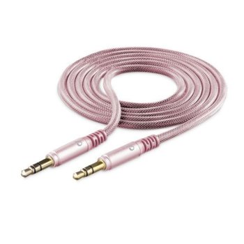 Кабел Cellular Line Unique Design, от 3.5mm жак(м) към 3.5mm жак(м), 1m, розов | JAR Computers Cellular Line Unique Design AUX 1m Pink
