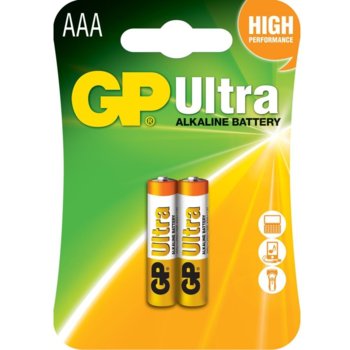 Батерия алкална GP Ultra, LR03, AAA, 1.5V, 2 бр. | JAR Computers GP-BA-ULT-LR03-2PK